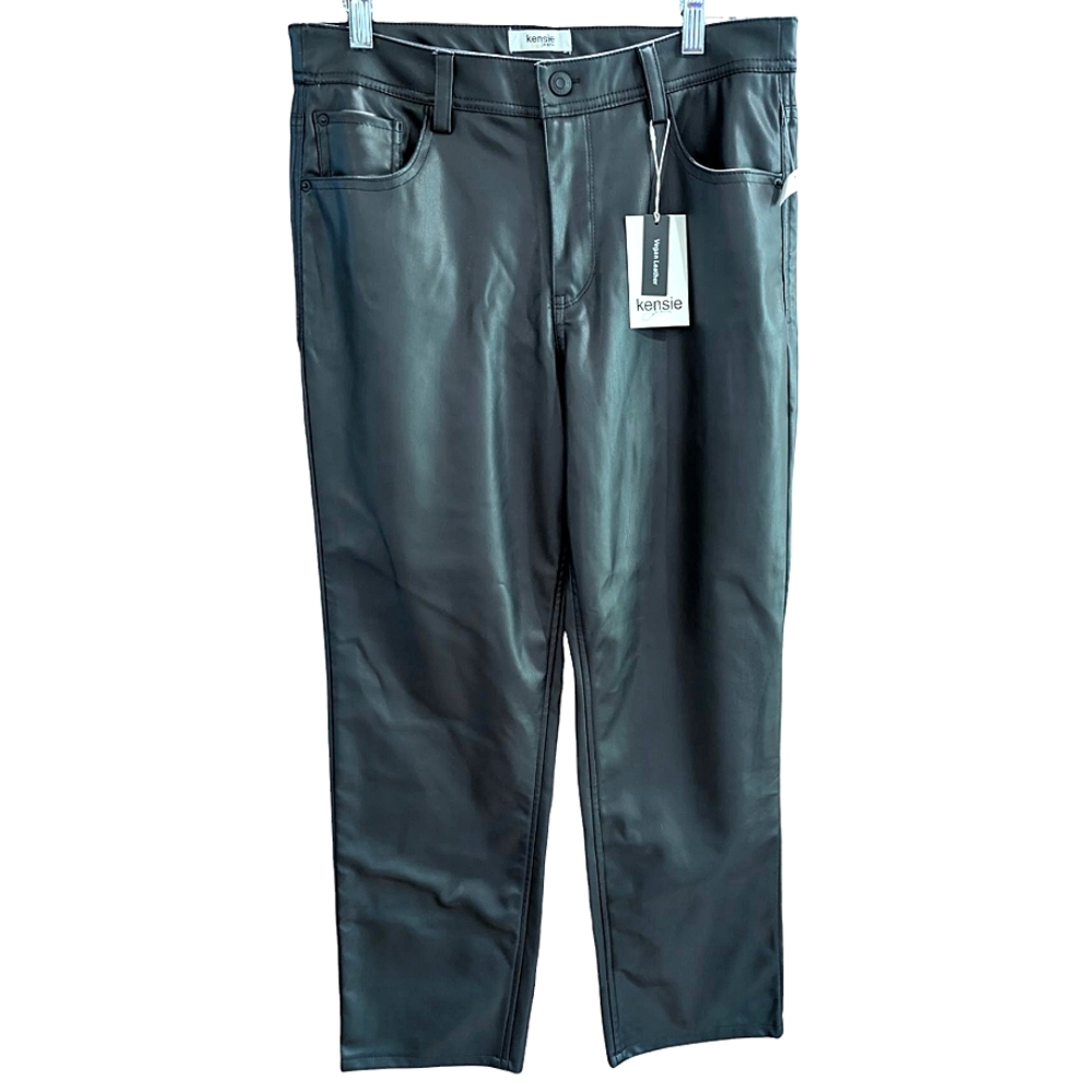 Kensie Jeans Vegan Leather Black Pants 8